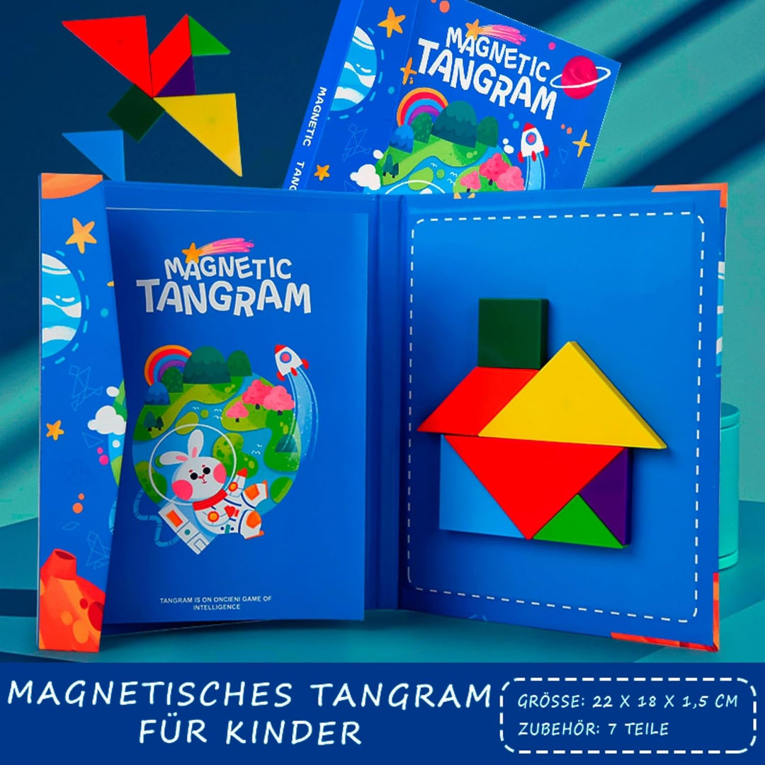 Tangram magnetisch für Kinder ab 3 Jahren – Montessori IQ Spiele & Lernspielzeug im Buchformat – Bes