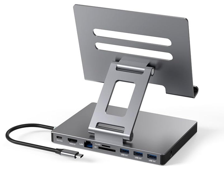 iPad Pro USB C Hub Stand, 9-in-1 Adapter für iPad Pro M4 M2 13 12.9 11 Zoll Docking Station Faltbar