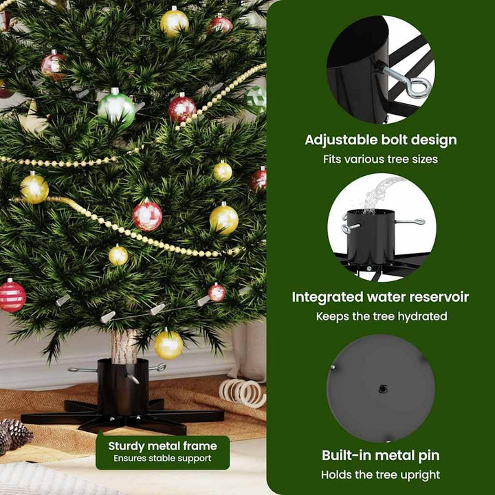 vidaXL Weihnachtsbaumständer 1.73 Schwarz 49 x 49 x 15,5 cm Stahl, Stylischer sternförmiger Weihnach