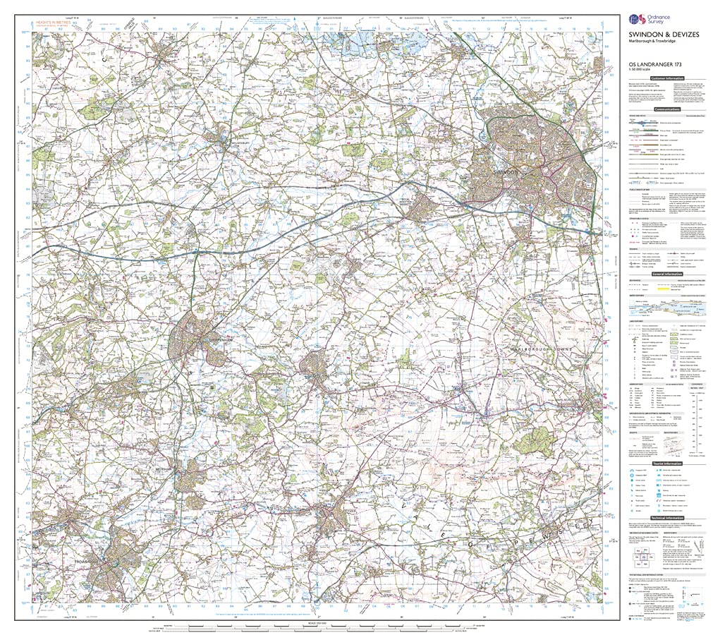 Swindon, Devizes, Marlborough & Trowbridge (OS Landranger Map, Band 173), Karte