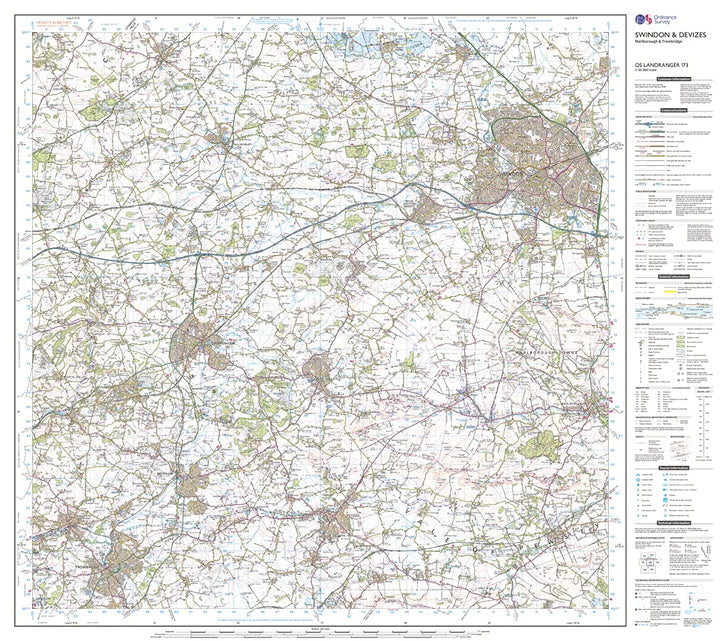 Swindon, Devizes, Marlborough & Trowbridge (OS Landranger Map, Band 173), Karte