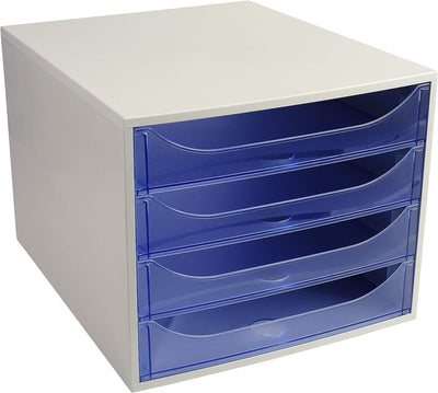 Exacompta 228610D Ablagebox Linicolor mit 4 Schubladen für DIN A4+ Dokumente. Ecobox mit hoher Kapaz
