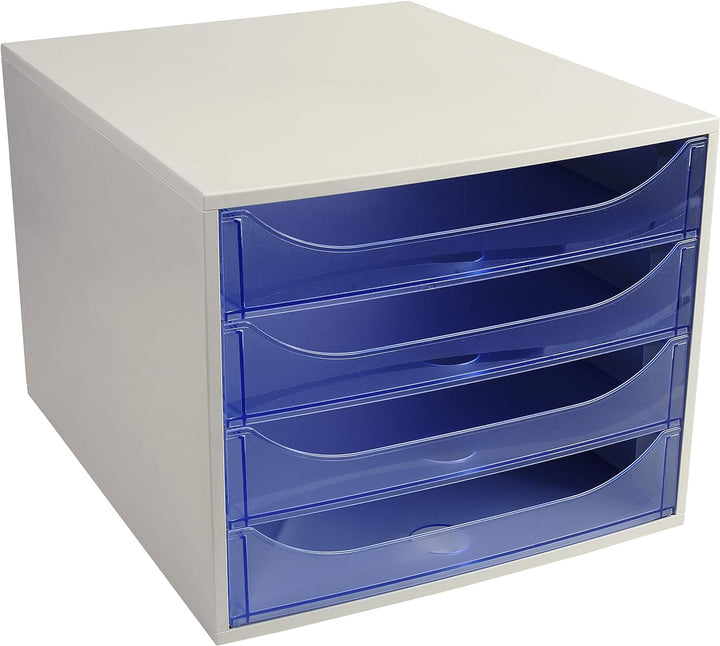 Exacompta 228610D Ablagebox Linicolor mit 4 Schubladen für DIN A4+ Dokumente. Ecobox mit hoher Kapaz