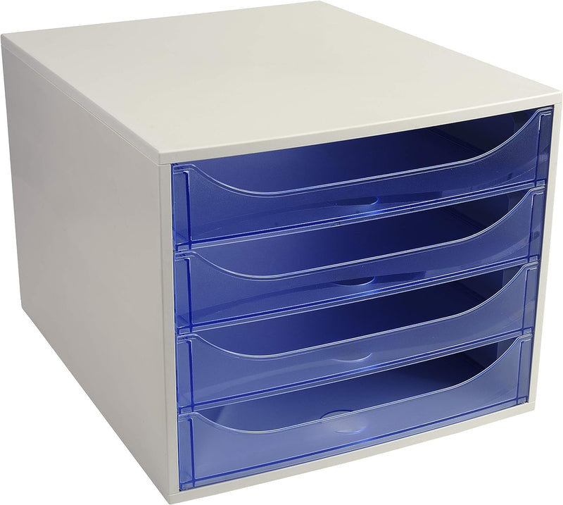 Exacompta 228610D Ablagebox Linicolor mit 4 Schubladen für DIN A4+ Dokumente. Ecobox mit hoher Kapaz