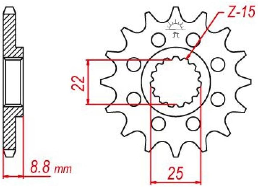 Esjot Ritzel für Motorrad KTM 300 Exc 2T 2000 bis 2017, 14 Zähne, Teilung 520
