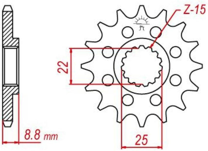 Esjot Ritzel für Motorrad KTM 300 Exc 2T 2000 bis 2017, 14 Zähne, Teilung 520
