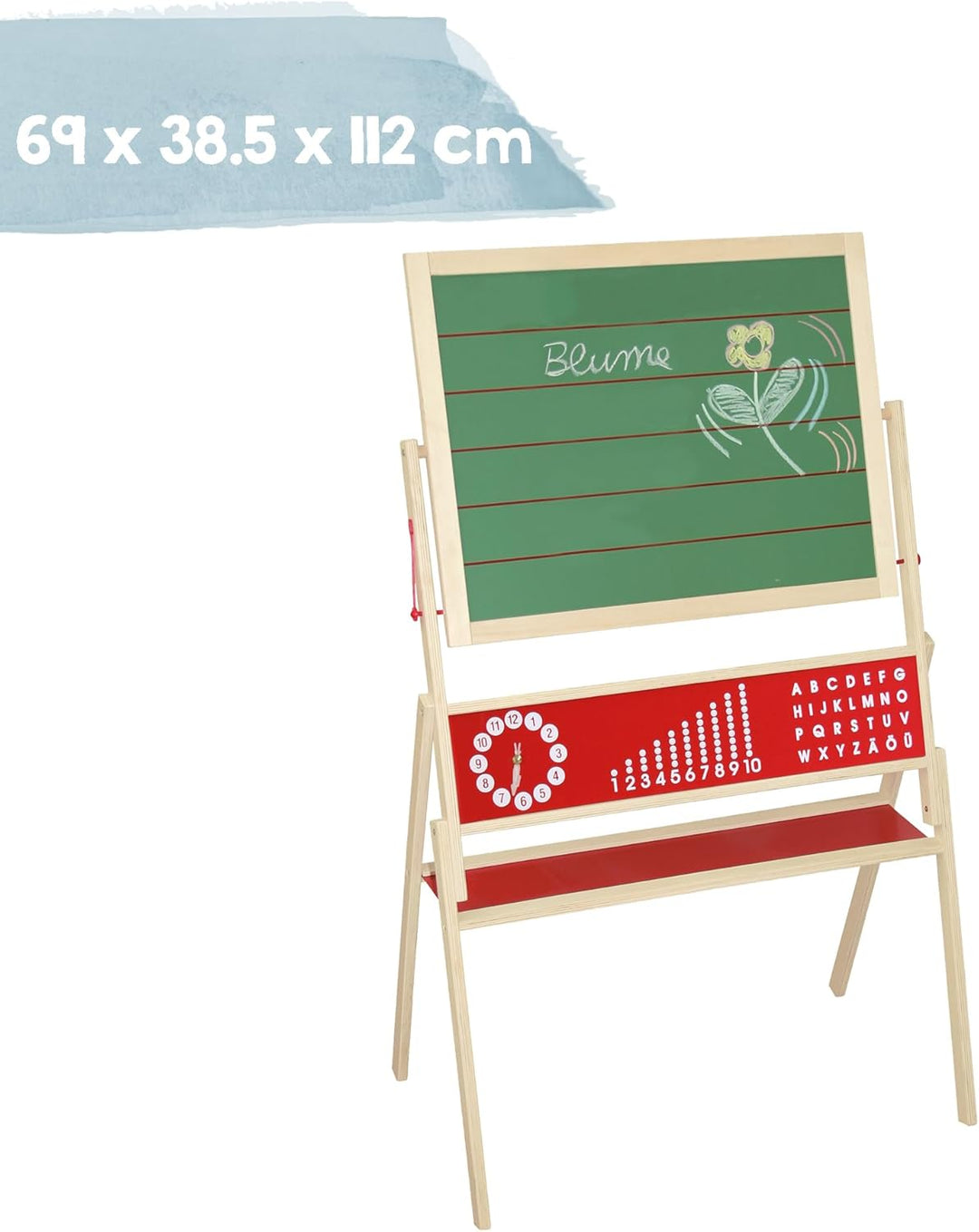 roba Tafel, Standtafel drehbar, Schreibtafel liniert, Maltafel magnetisch, Kindertafel Holz, natur N