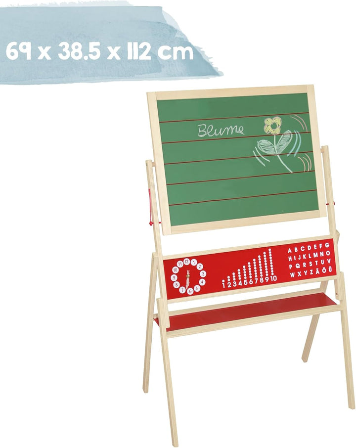 roba Tafel, Standtafel drehbar, Schreibtafel liniert, Maltafel magnetisch, Kindertafel Holz, natur N