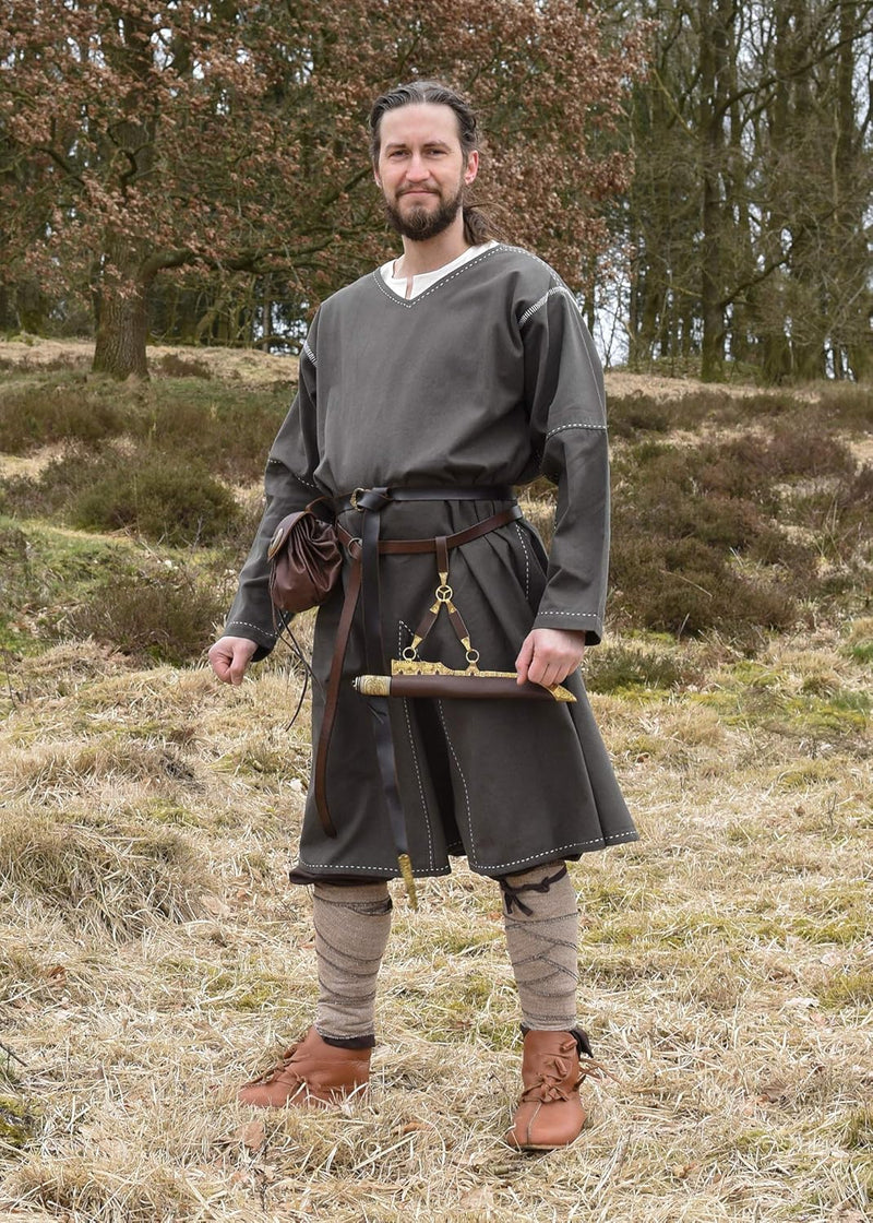 Battle-Merchant | Mittelalter Tunika Askur | LARP Wikinger Kleidung aus Baumwolle für Herren Weinrot