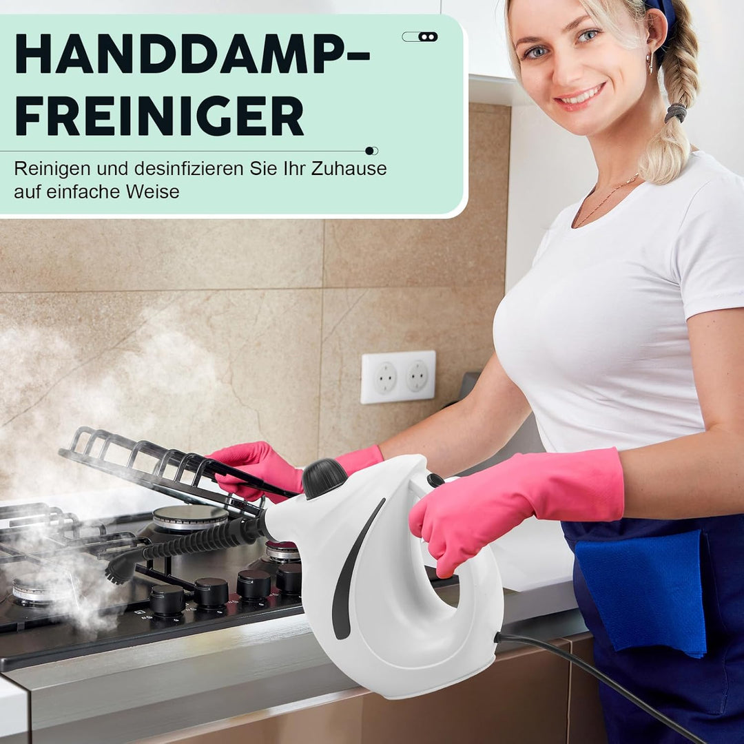 Dampfreiniger Handgerät, 1200W Hand Dampfreiniger für alles mit 8 Zubehör, 3.2 bar Dampfdruck 700ML