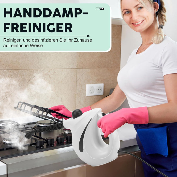 Dampfreiniger Handgerät, 1200W Hand Dampfreiniger für alles mit 8 Zubehör, 3.2 bar Dampfdruck 700ML