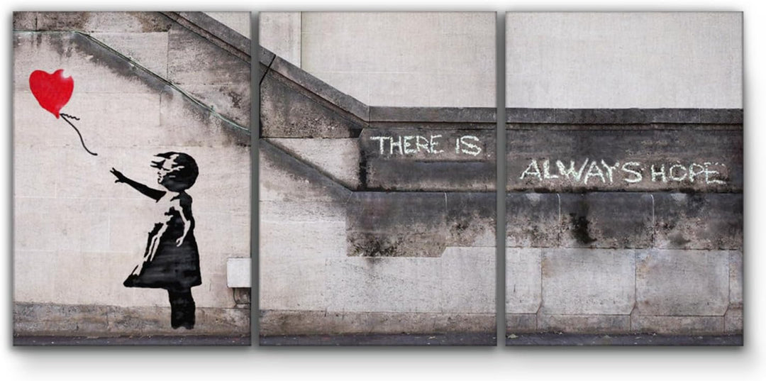 Giallobus - Grosse Gemälde im XXL-Format - Banksy - Street Art - Kleines Mädchen mit rotem Luftballo