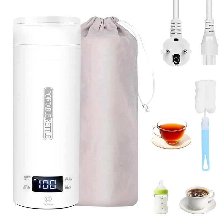 Idota Reisewasserkocher Klein, 400ml Reise wasserkocher mit 4 Temperaturstufen, Mini Reisewasserkoch