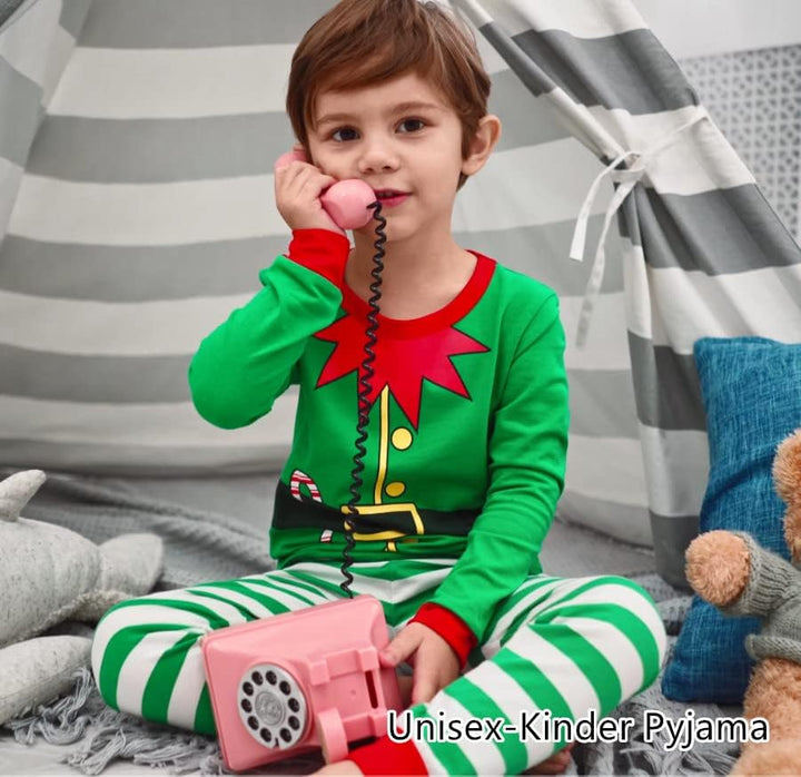 LOLPIP Jungen Pyjama Langarm 4-teilig Kleine Kinder Nachtwäsche Schlafanzug Set 2-14 Jahre Elf-grüne