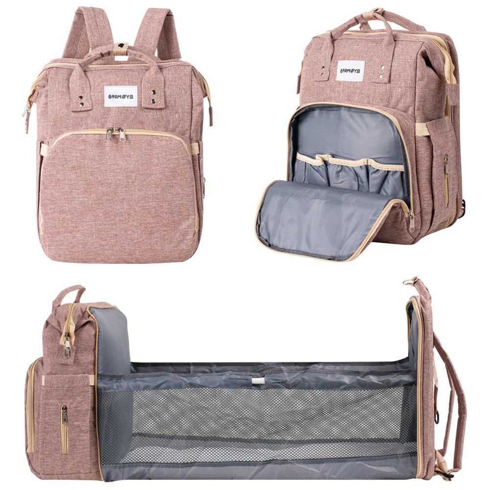 Barmøya 2-in-1 Wickelrucksack mit Wickelablage | Wasserabweisender Wickelrucksack mit isolierten Fla