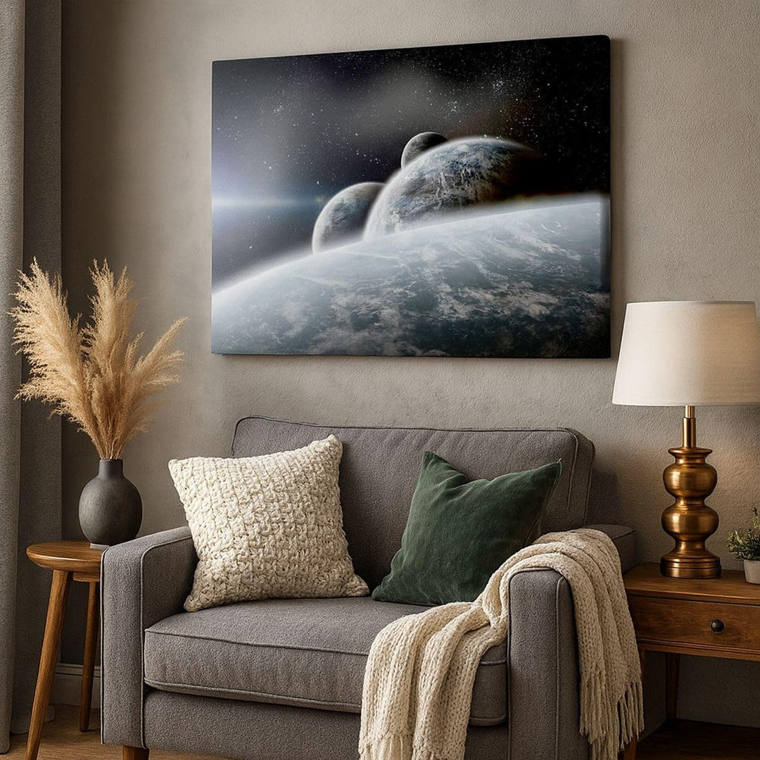 ARTTOR Bilder auf Leinwand Planeten Kosmos Sterne Leinwandbild 70x50cm Wandbilder Dekoration Wohnzim