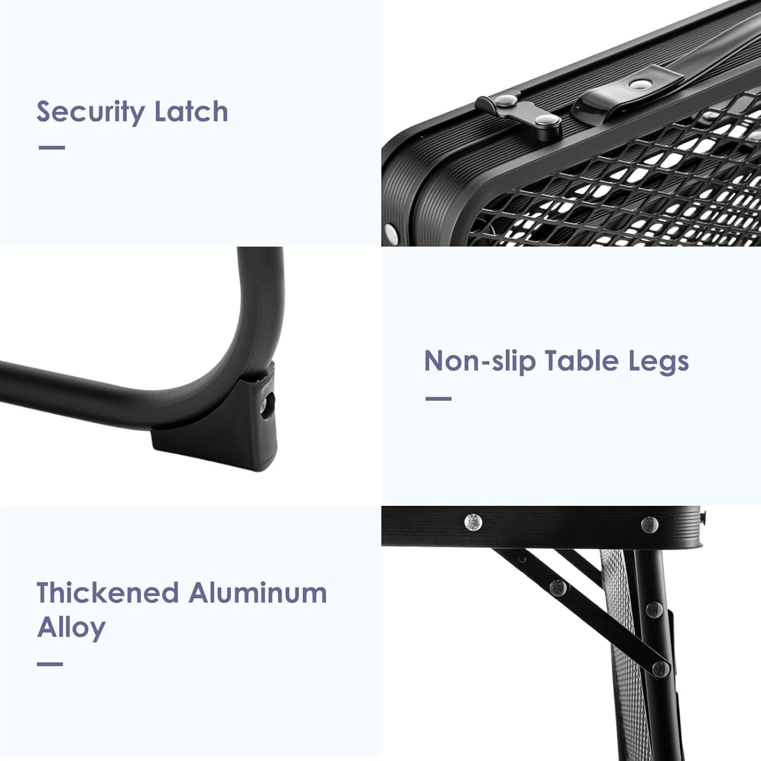 Faltbarer Campingtisch aus Aluminiumlegierung für Outdoor, Leichter Picknicktisch mit Schubladen & D