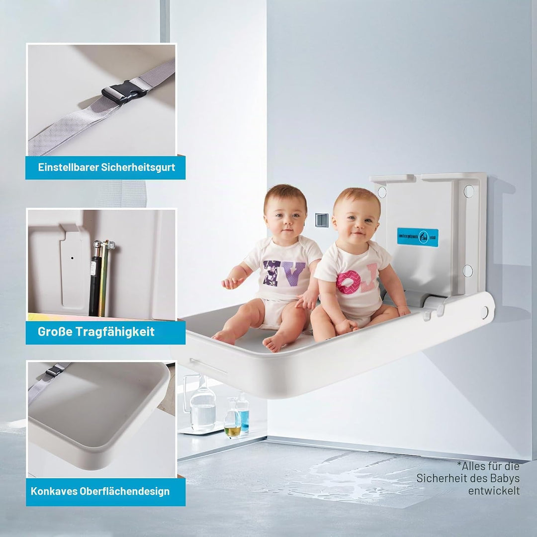 Wandmontierte Wickeleinheit für Babys, Wickeltisch, Wickelstation mit Sicherheitsgurt, Wickeltisch f