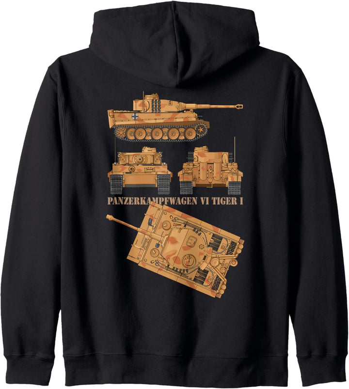 Panzer VI Tiger I WW2 Deutsche Armee Panzer Diagramme Kapuzenjacke
