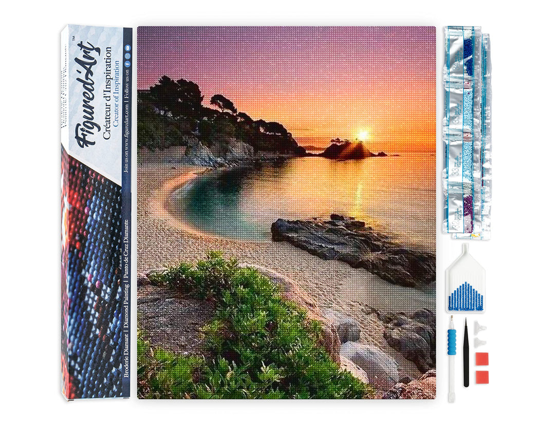 Figured'Art Diamond Painting Erwachsene 40x50cm Ganze Leinwand gerollt Strand und Sonnenuntergang 5D