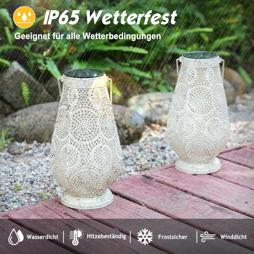 JOYCREATOR Metall Solar Laternen für Draussen, LED Solarlaterne für Aussen IP65 Wasserdicht, Orienta