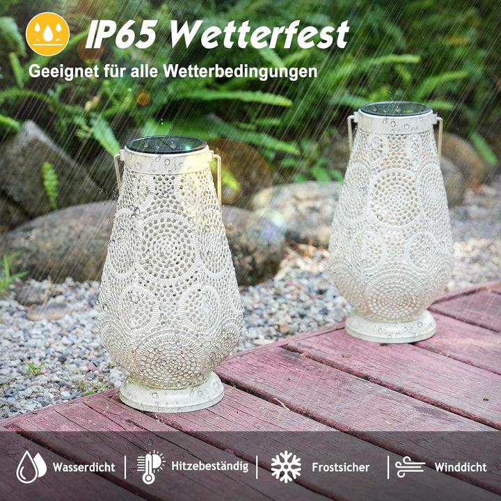 JOYCREATOR Metall Solar Laternen für Draussen, LED Solarlaterne für Aussen IP65 Wasserdicht, Orienta