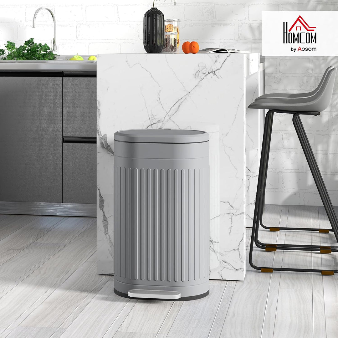 HOMCOM Mülleimer 30L Treteimer Abfalleimer Grau 36,5 x 31,2 x 60,8 cm Grau 30 L, Grau 30 L