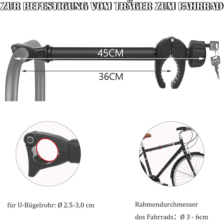 Rahmenhalter für Fahrradträger 45CM Länge, Universal Fahrradrahmenhalter Abschliessbare, Alu Rahmenh