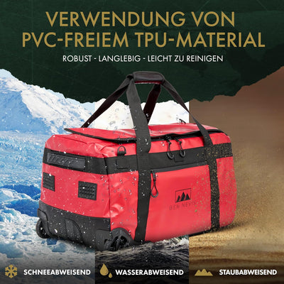 BEN NEVIS Reisetasche mit Rollen – 3in1 Tasche, Trolley + Rucksack [Gross 80L - 3,4kg] Travel Bag Re