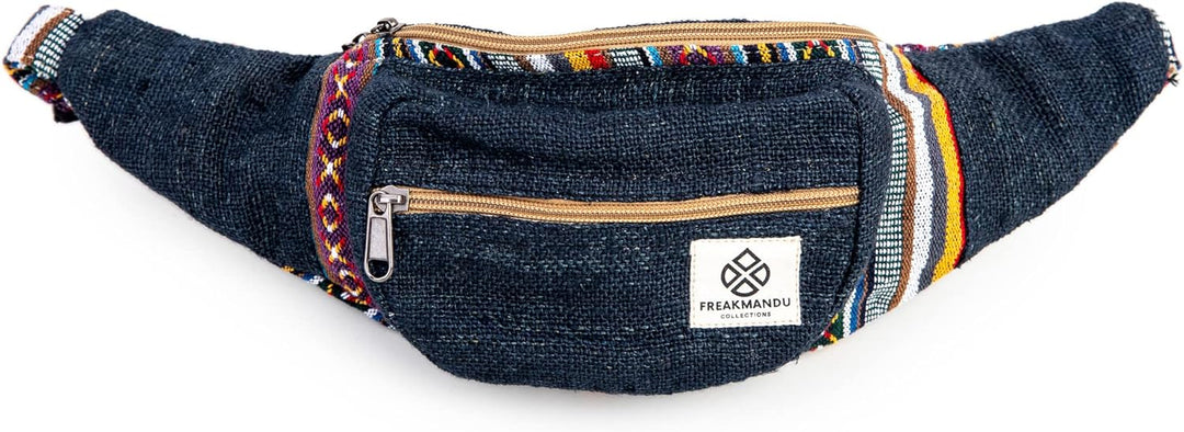 Freakmandu Unisex Hanf Gürteltasche – Fanny Packs, Hüftgürteltasche zum Umhängen, Boho Hippie Stil,