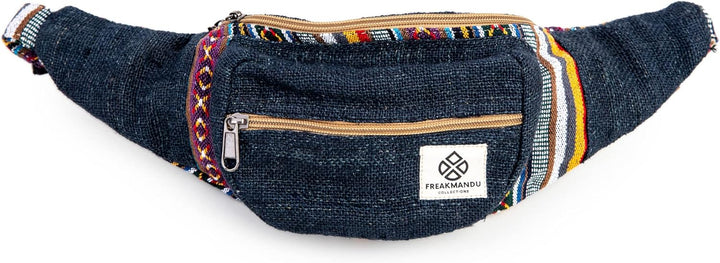 Freakmandu Unisex Hanf Gürteltasche – Fanny Packs, Hüftgürteltasche zum Umhängen, Boho Hippie Stil,