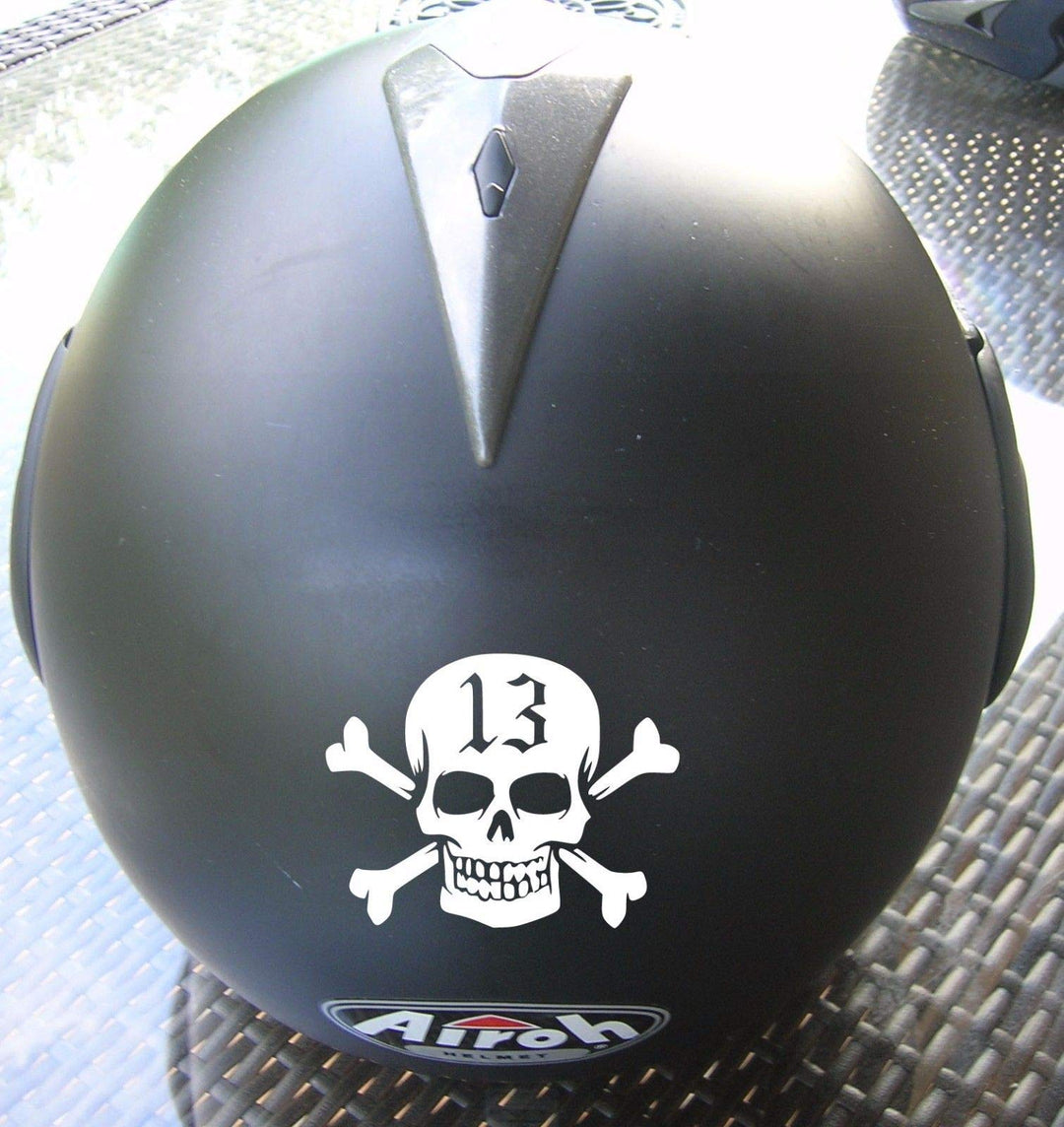 Totenkopf 13 Skull Helmaufkleber Helm Motorrad Aufkleber Bike Auto Racing Tuning aus Hochleistungsfo