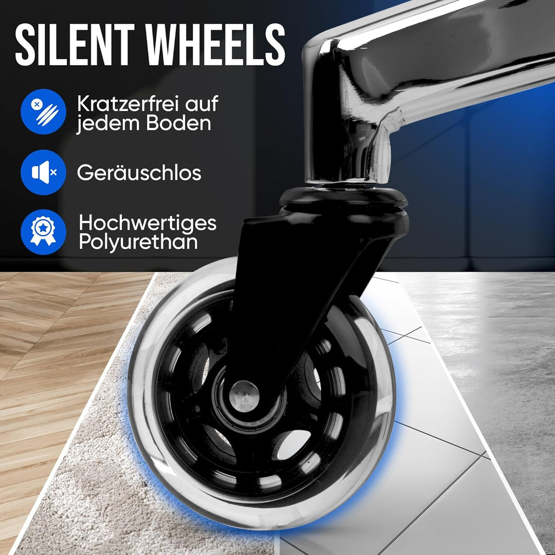 ELITESEATS Bürostuhl Ergonomisch [Silent Wheels] - Schreibtischstuhl [4D Armlehnen] - Office Chair [