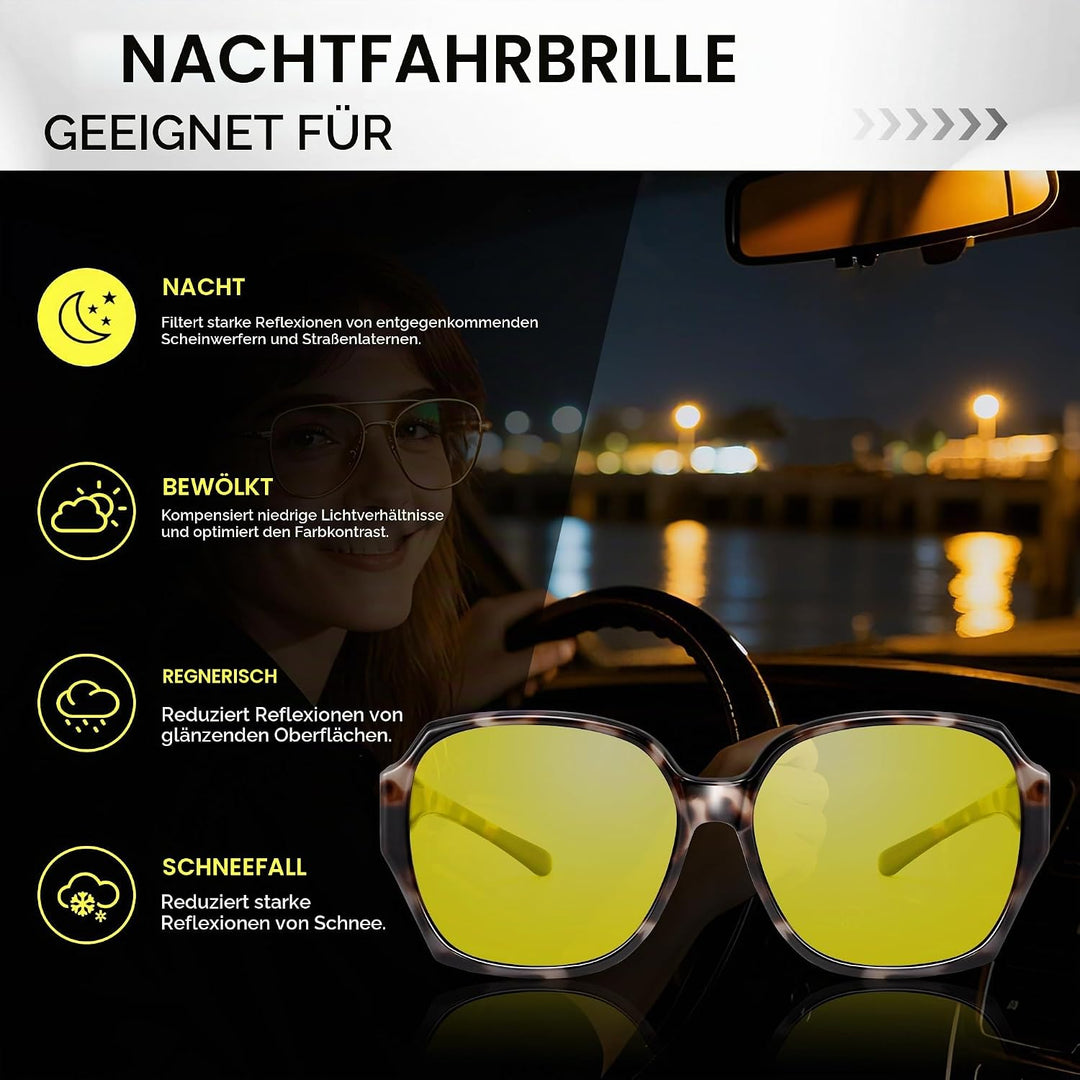 URUMQI Nachtsichtbrille für Autofahrer, Nachtfahrbrille Nachtbrille zum Autofahren Damen Herren, Aut