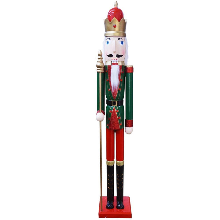 BAKAJI Riesiger hölzerner Nussknacker Soldat Weihnachtsnussknacker Höhe 106 cm Gemalte Kleider Bart