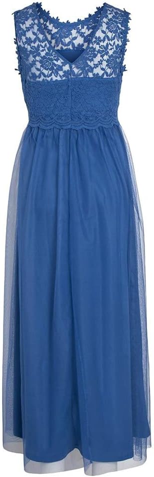 Vila Damen Vilynnea Maxi Dress-Noos Kleid, Federal Blue/Detail:elastic