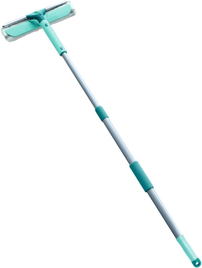 Leifheit Fensterwischer Classic Telescope, 3in1 Fensterreiniger mit Mikrofaserbezug für hartnäckigen