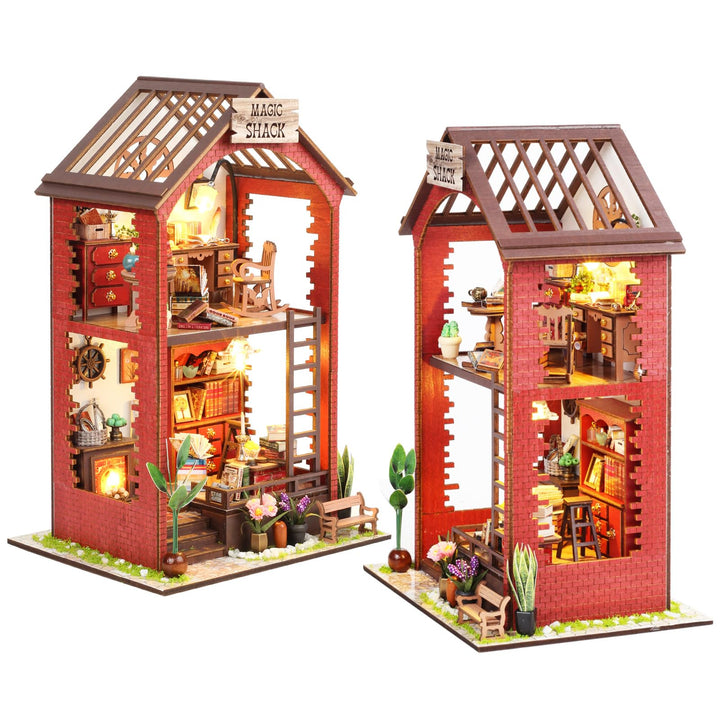 Book Nook Kit für Erwachsene DIY Miniature House mit Licht, 3D Holz Bücherregal Puzzle Booknook einf