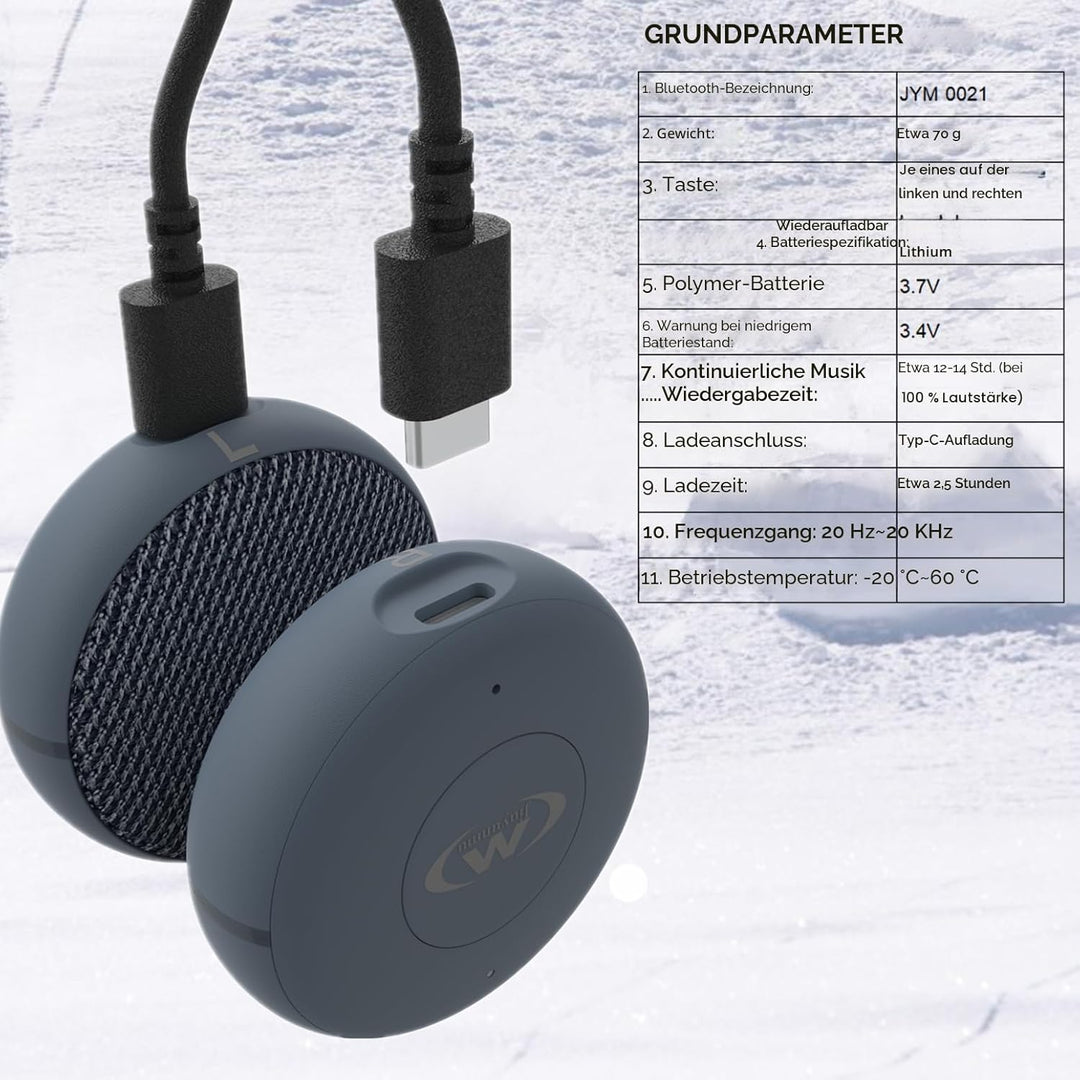 Outdoor Sports Ski/Lautsprecher für Fahrradhelme- True Wireless Bluetooth 5.3 Helm-Lautsprecher für