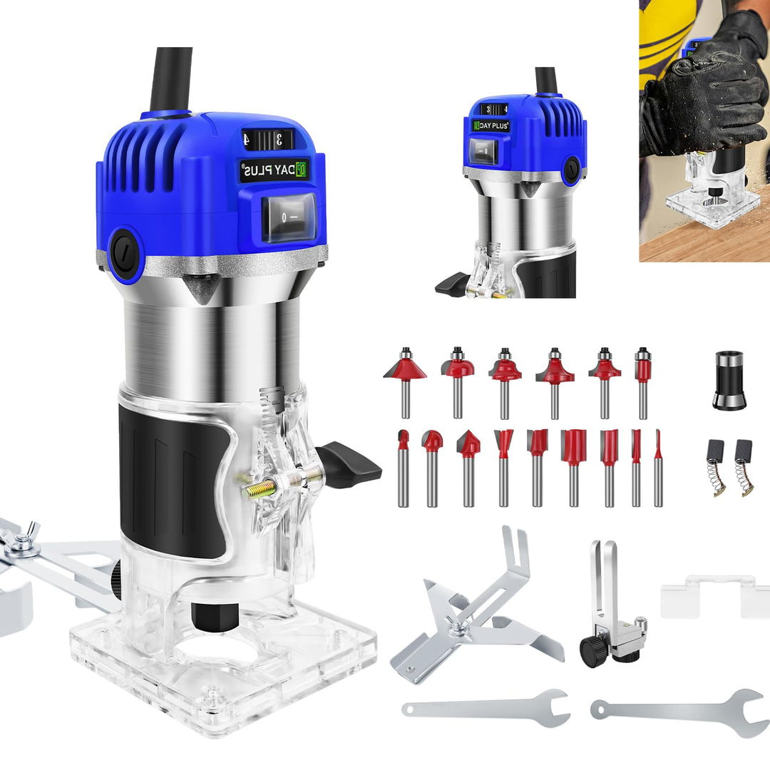 Router Table Palm Router Werkzeug Trimmer,Power Trim Router mit 15PCS Fräsern,Elektrische Oberfräse