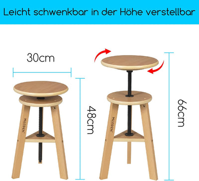 MEEDEN Zeichenhocker mit Verstellbarer Höhe, Arbeitshocker aus Holz,Künstlerhocker,Barhocker aus Hol