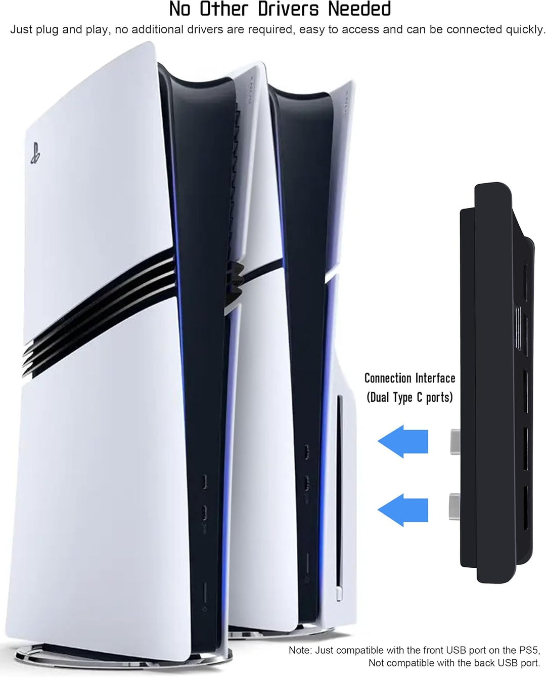 Joso 6 Port USB Hub für PS5 Pro/Slim, USB High-Speed Expansion Hub Ladegerät Splitter Kompatibel mit