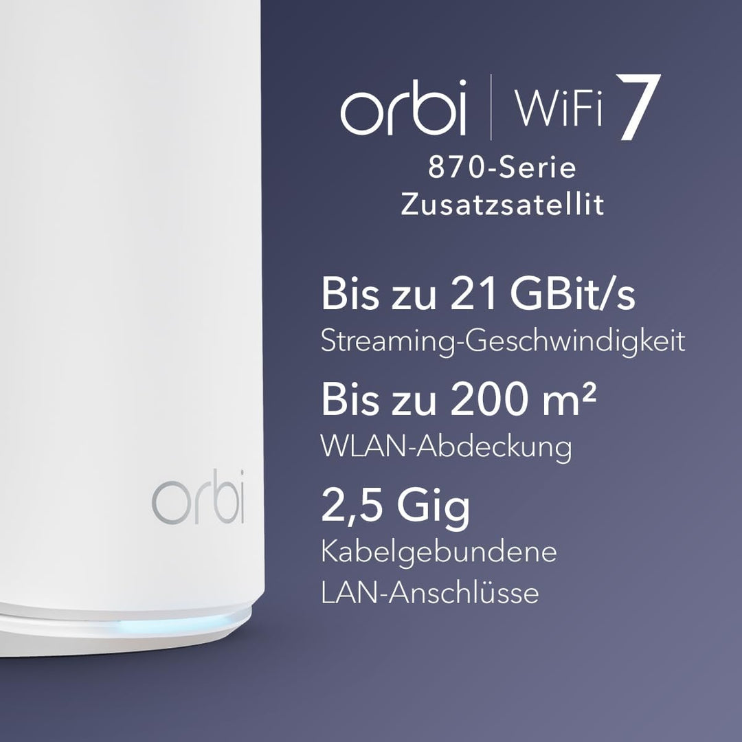 NETGEAR Orbi Serie 870 | Mesh WiFi 7 Satellit | RBE870 | Kompatibel mit Orbi Serie RBE872 und RBE873