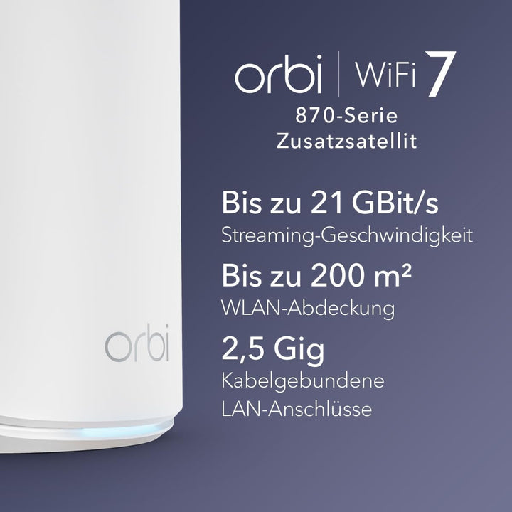 NETGEAR Orbi Serie 870 | Mesh WiFi 7 Satellit | RBE870 | Kompatibel mit Orbi Serie RBE872 und RBE873