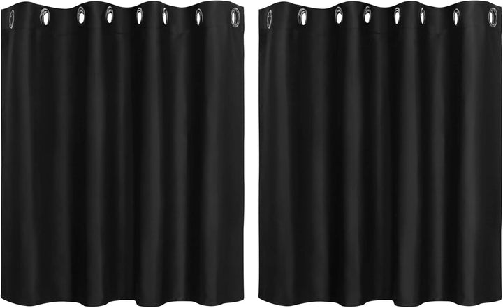 PiccoCasa 2er Set Gardine für Küche Polyester Scheibengardine Kurzgardine Blickdicht Kleine Gardine