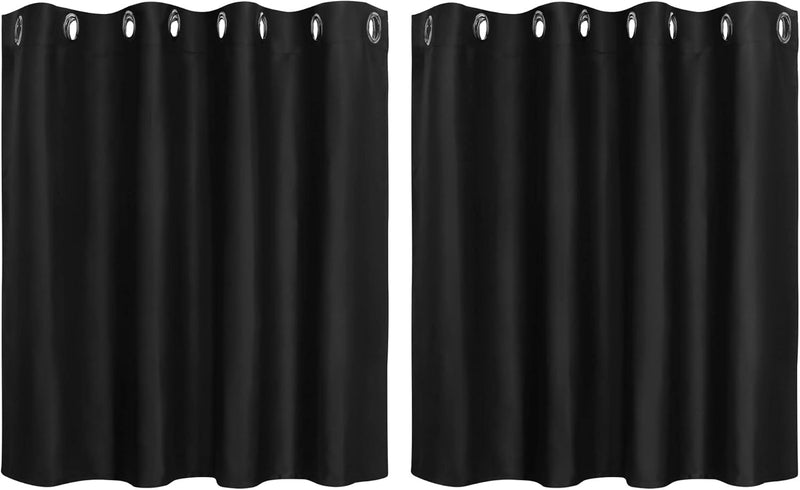 PiccoCasa 2er Set Gardine für Küche Polyester Scheibengardine Kurzgardine Blickdicht Kleine Gardine
