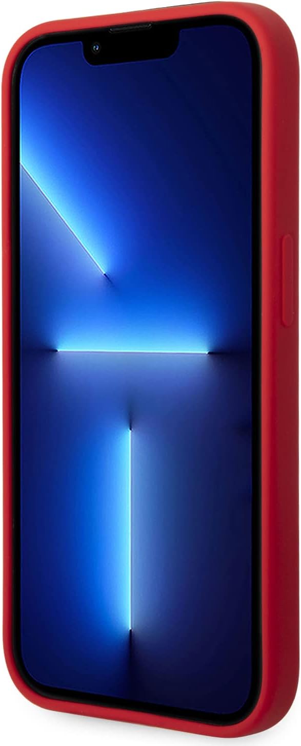 Ferrari Handyhülle für iPhone 14 Pro Max in Rot Gedruckt Scuderia Flüssigsilikon Glatt & Anti-Scratc