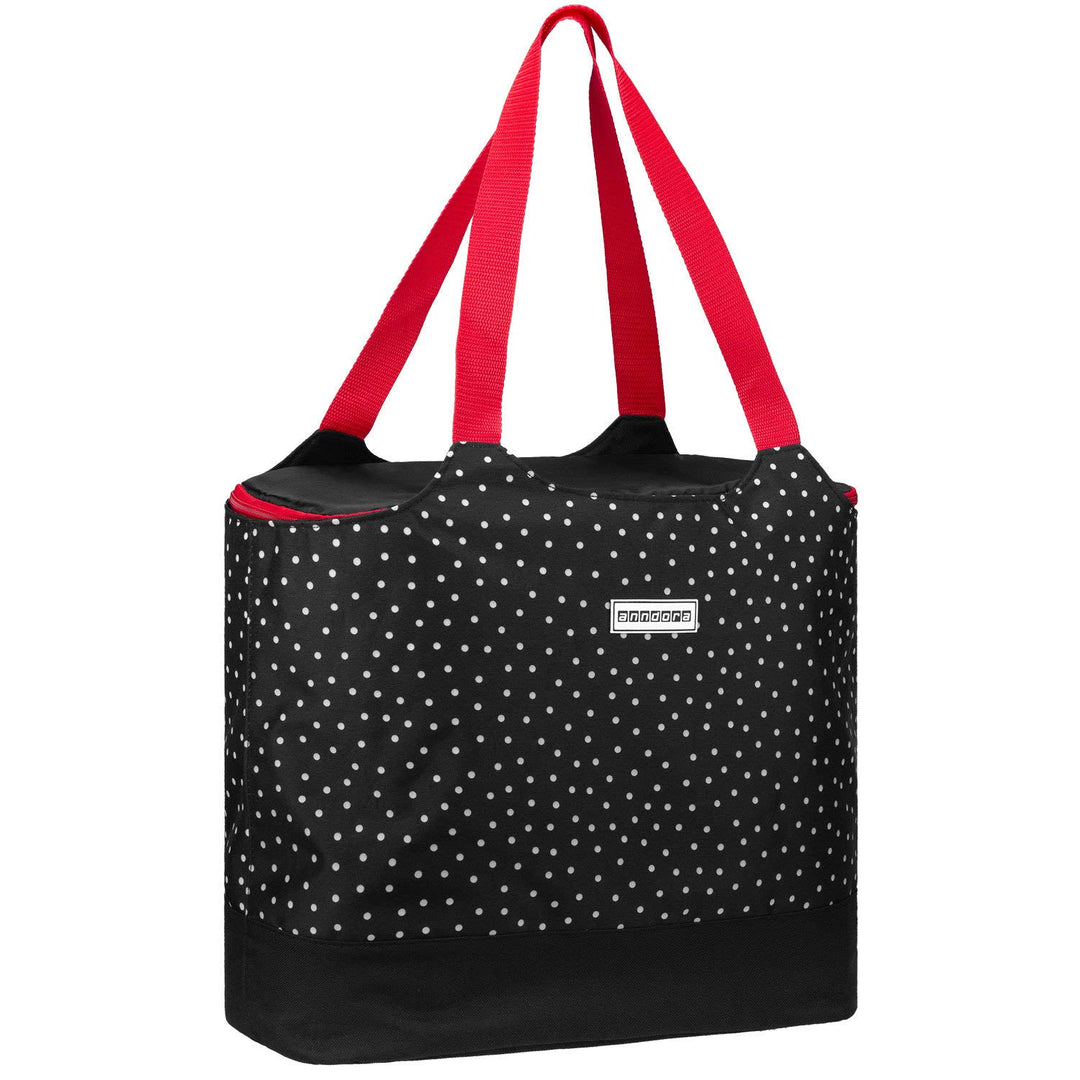 anndora 2 in 1 Einkaufstasche mit Isoliertasche - doppeltes Volumen - Farbwahl Schwarz Gepunktet, Sc