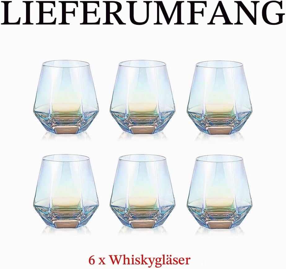 Diamond Whisky Glasses 6er-Set Gekipptes Scotchglas 300 Ml Whiskyglas Moderner Look Für Männer Fraue