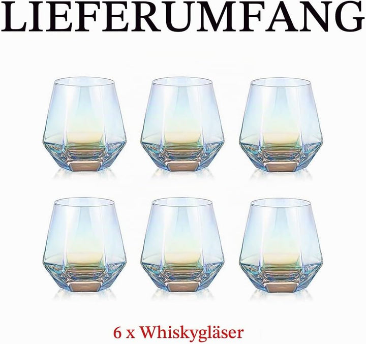 Diamond Whisky Glasses 6er-Set Gekipptes Scotchglas 300 Ml Whiskyglas Moderner Look Für Männer Fraue
